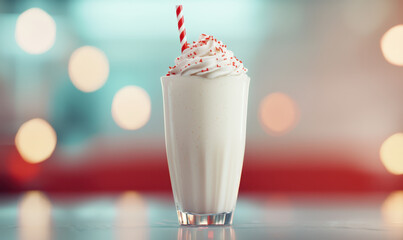 Delightful and Refreshing Milkshake with Whipped Cream and Strawberry Topping for the Perfect Sweet Treat Experience
