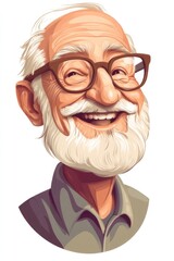 An illustration of a wise old man with glasses and a white beard, embodying wisdom and warmth, in a vibrant and artistic cartoon style.