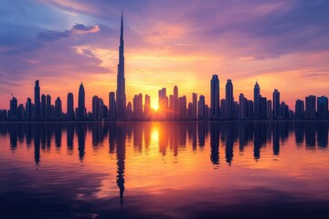 Obraz premium City Skyline Sunset