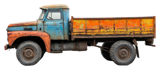 Vintage truck showcase rural setting vehicle colorful side view isolated on transparent background