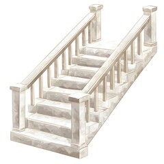 Elegant Stone Staircase with Balustrade - Architectural Design Element.