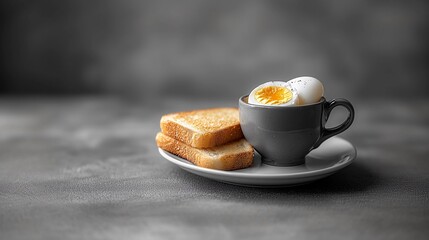 Breakfast includes boiled eggs served with toast on a simple plate in a cozy setting