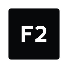 Key with with F2 symbol. Black computer keyboard. Button icon vector illustration. 