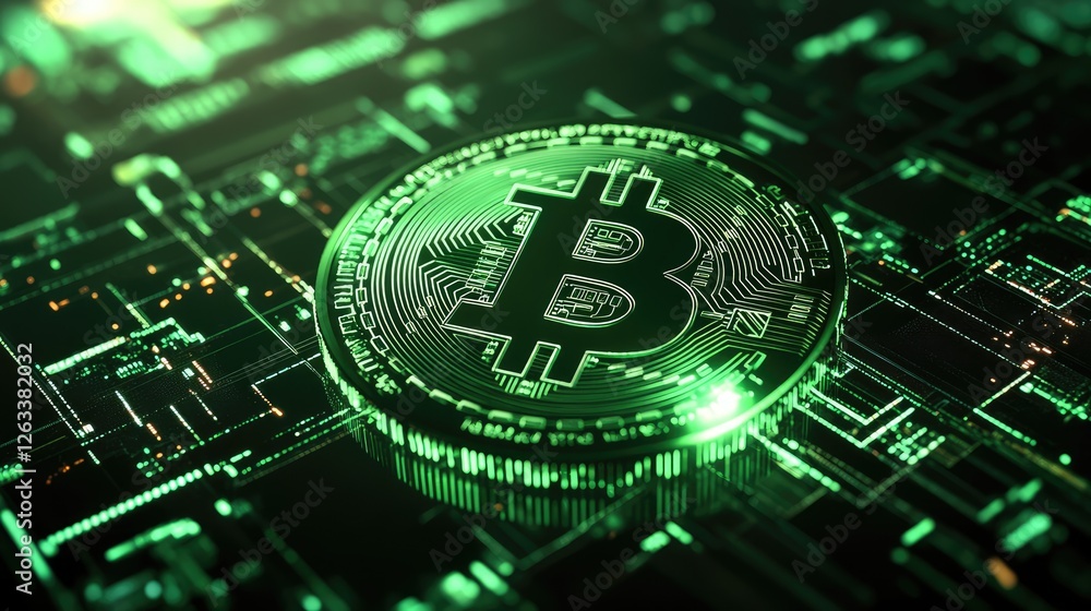 Poster dynamic forex and cryptocurrency chart with digital neon indicators and a dark background.
