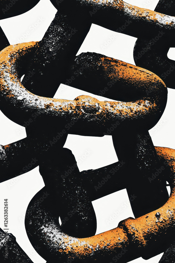 Poster exploring industrial chains: a dynamic visual representation of strength and connection in metalwork