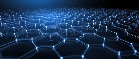 Obraz premium Abstract Digital Network: Hexagonal Grid of Light
