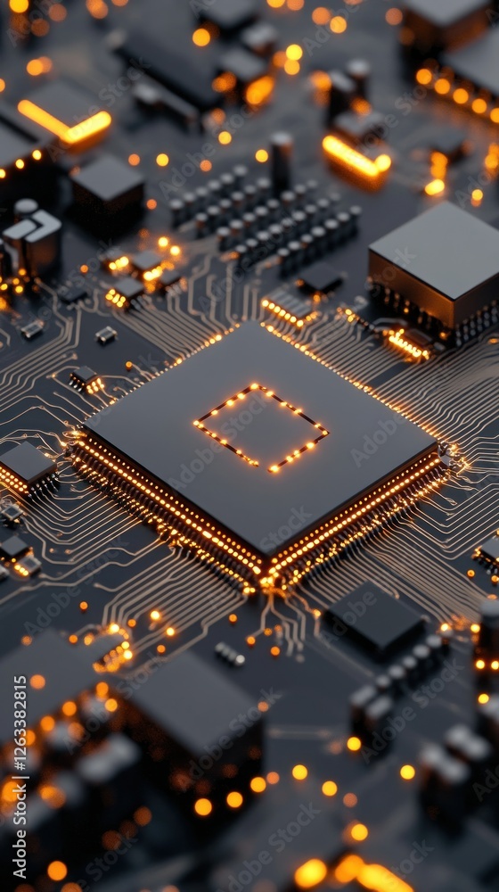 Aufkleber illuminated microchip circuitry: a close-up of advanced technology