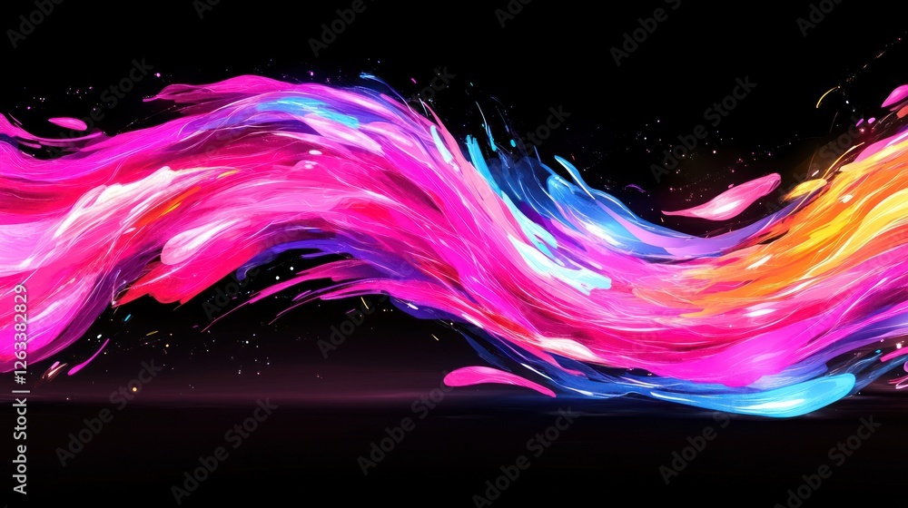 Poster abstract colorful swirls: a vibrant digital painting of flowing, intermingling colors creating a dyn