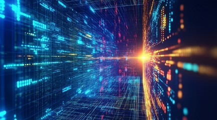 A beauty futuristic abstract background in a high-tech style. Shining lines and patterns resembling neural networks, connections, and digital circuits.