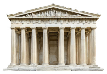 Obraz premium Ancient temple structure greece architecture historic front view isolated on transparent background