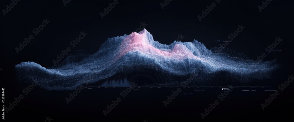 Aufkleber abstract data visualization: a digital mountain range