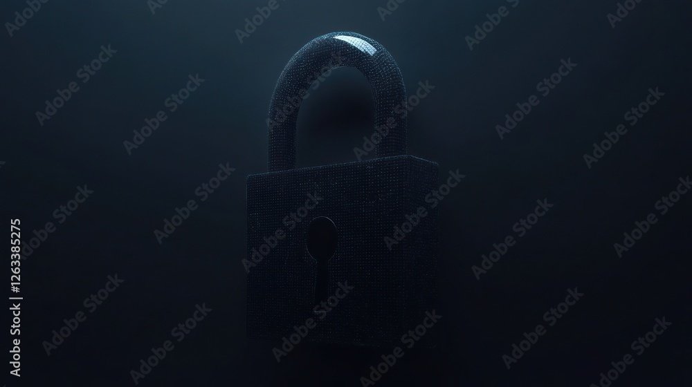 Poster digital fortress: a 3d render of a padlock representing cybersecurity