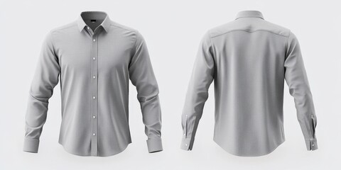 Elegant long-sleeved gray shirt featuring a subtle, textured dot pattern against its sleek backdrop. Perfectly paired with crisp, modern design details, ensuring timeless style and sophistication