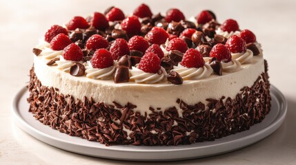 Close-up of a delicious Black Forest Cake showcasing rich layers and toppings