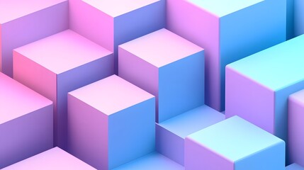 Pastel Geometric Cubes Abstract 3D Architectural Minimal Background