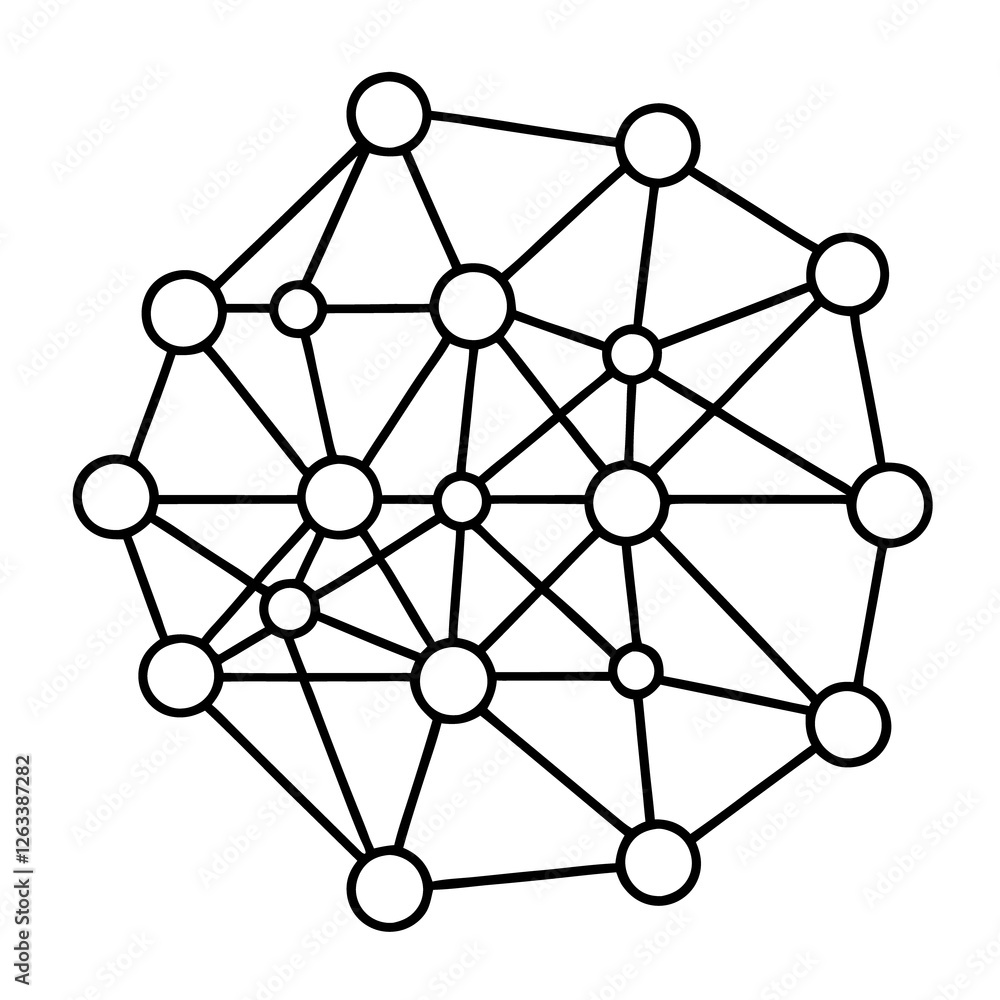 Poster digital web of interconnected nodes illustrating deep learning and ai