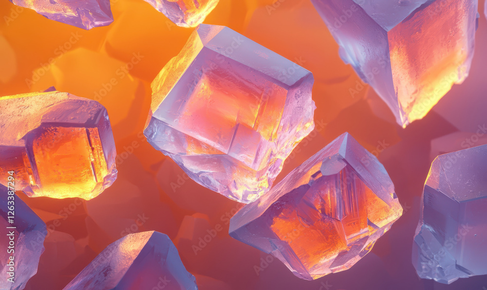 Poster a mesmerizing display of vibrant crystals illuminating the science of geology through light and colo