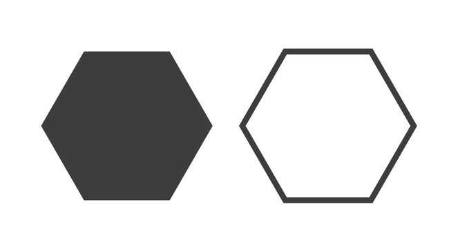 Hexa icon solid. Vector geometric hexagon icon hexagonal six sided line hexagon polygon