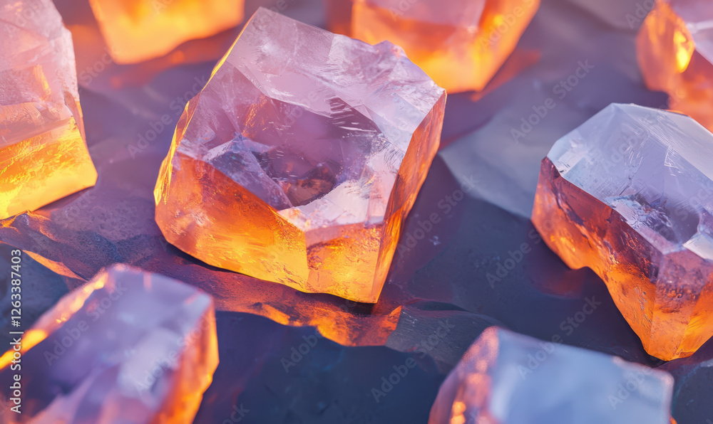 Aufkleber captivating ice cubes illuminated by warm light: an enchanting visual experience to refresh your bev