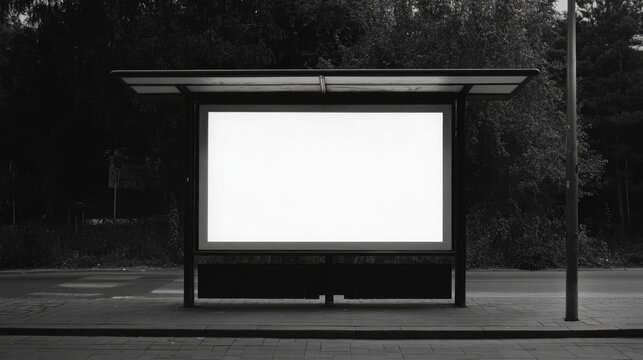 Black and White Bus Stop