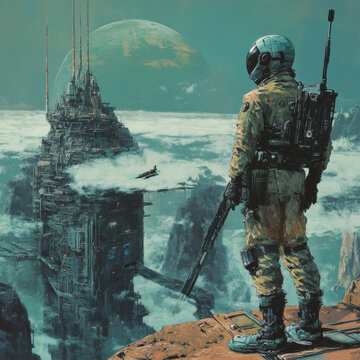 japnese style sci fi images used for print