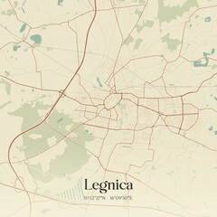 Vintage map of Legnica, Poland.