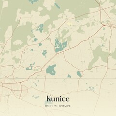 Vintage map of Kunice, Poland.
