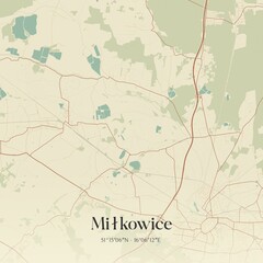 Vintage map of Milkowice, Poland.