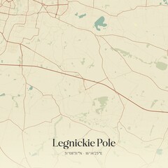 Fototapeta premium Vintage map of Legnickie Pole, Poland.