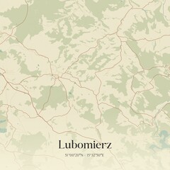 Vintage map of Lubomierz, Poland.