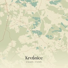 Fototapeta premium Vintage map of Krosnice, Poland.