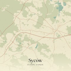 Vintage map of Syców, Poland.