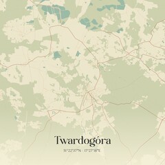 Vintage map of Twardogóra, Poland.