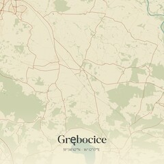 Vintage map of Grebocice, Poland.
