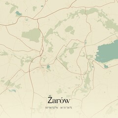 Vintage map of Zarów, Poland.