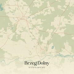 Vintage map of Brzeg Dolny, Poland.
