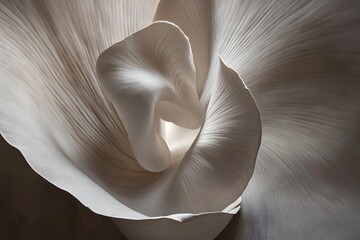 Swirling White Flower Petal Macro with Soft Shadows and Ethereal Textures