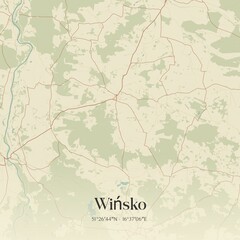 Obraz premium Vintage map of Winsko, Poland.