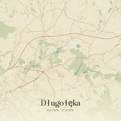 Vintage map of Dlugoleka, Poland.