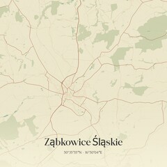 Vintage map of Zabkowice Slaskie, Poland.