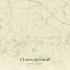 Vintage map of Zlotoryja (rural), Poland.