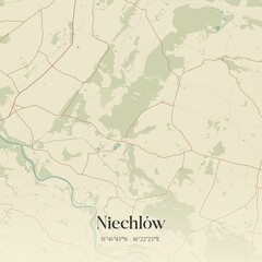 Vintage map of Niechlów, Poland.