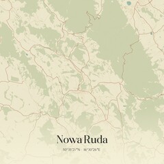 Fototapeta premium Vintage map of Nowa Ruda, Poland.