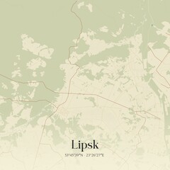 Vintage map of Lipsk, Poland.