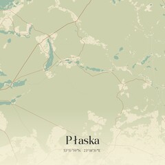 Vintage map of Plaska, Poland.