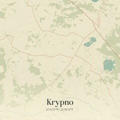 Vintage map of Krypno, Poland.