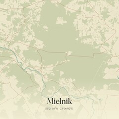 Vintage map of Mielnik, Poland.