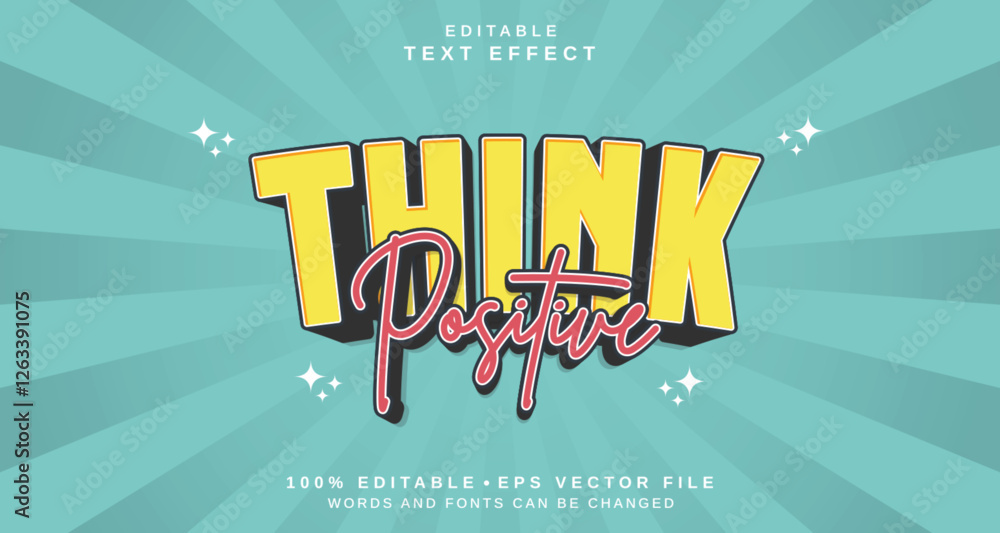 Poster editable text style effect - think positive text style theme.