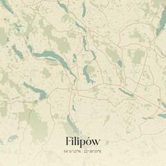 Vintage map of Filipów, Poland.