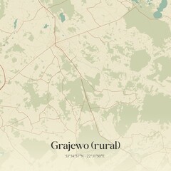 Vintage map of Grajewo (rural), Poland.
